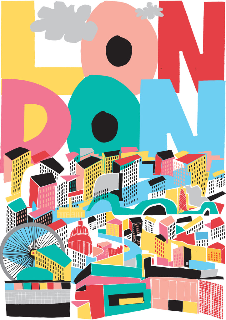 'LON DON' Indigo Print.