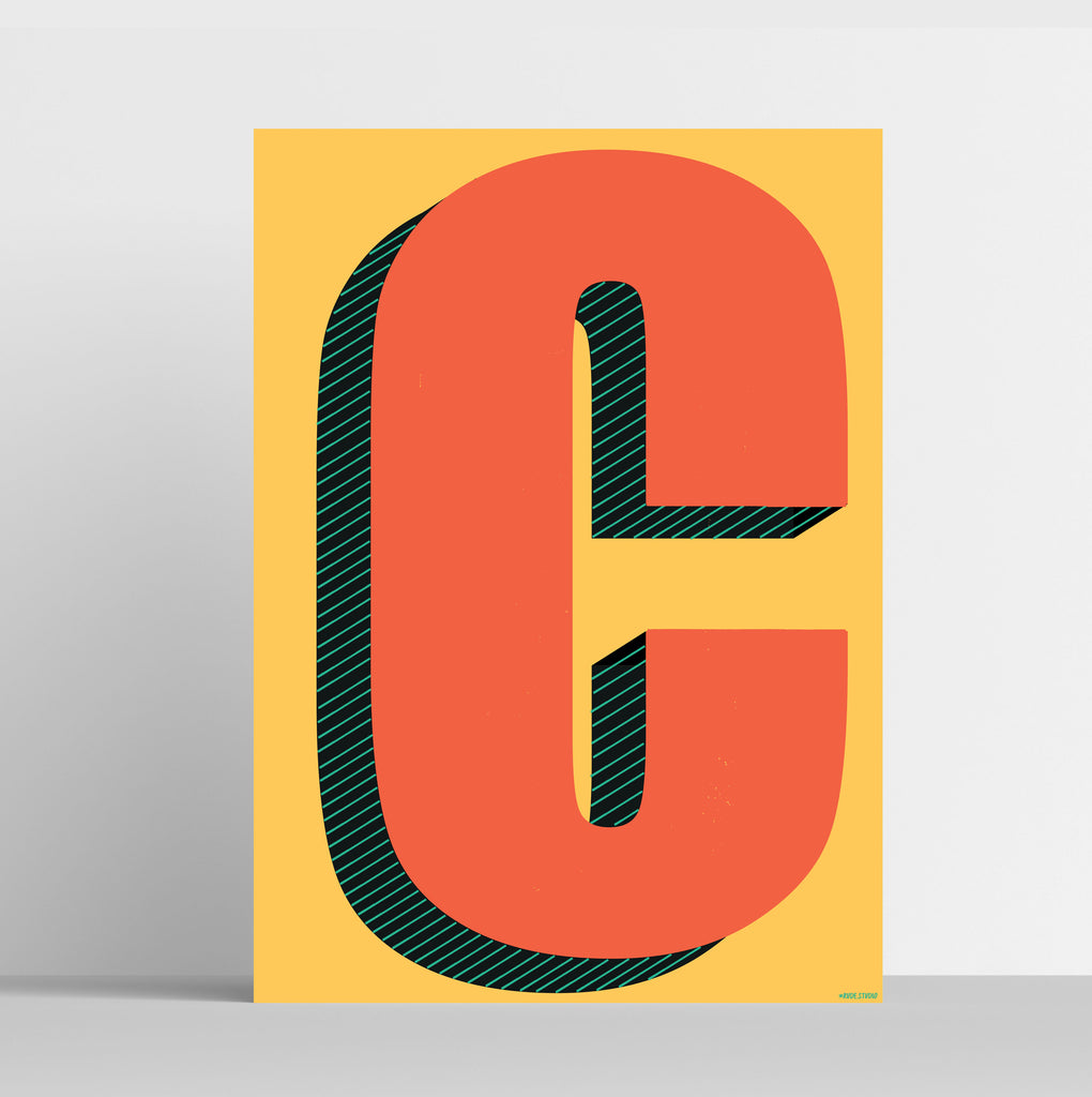'C' Indigo Print.