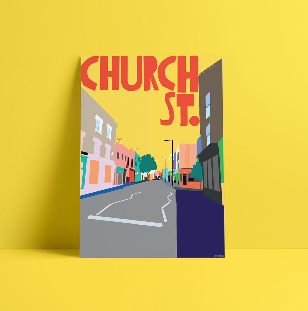 'Church St.' Indigo Print.