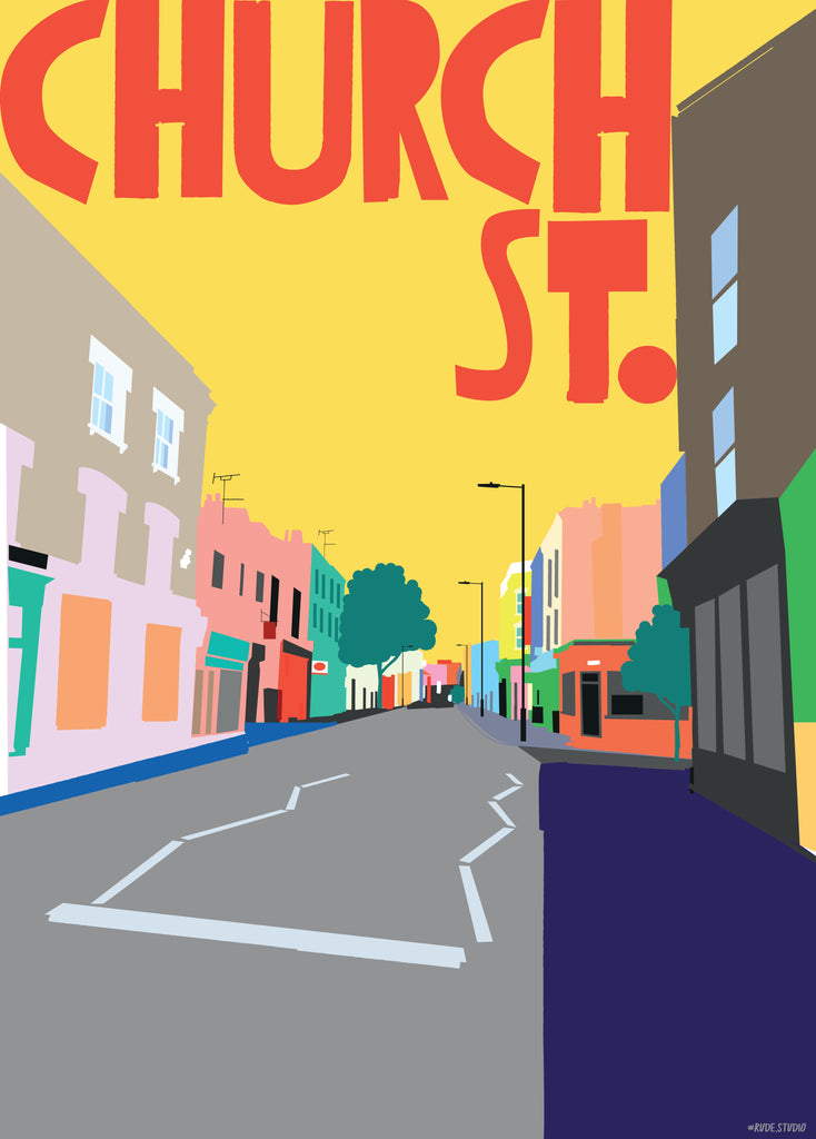'Church St.' Indigo Print.