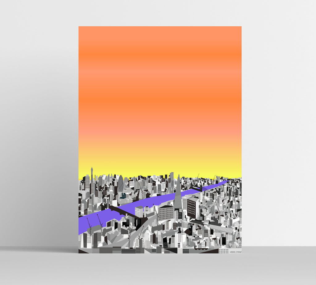'City Sunrise' Indigo Print.