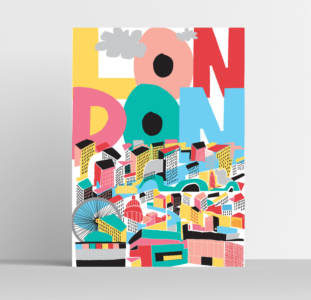 'LON DON' Indigo Print.