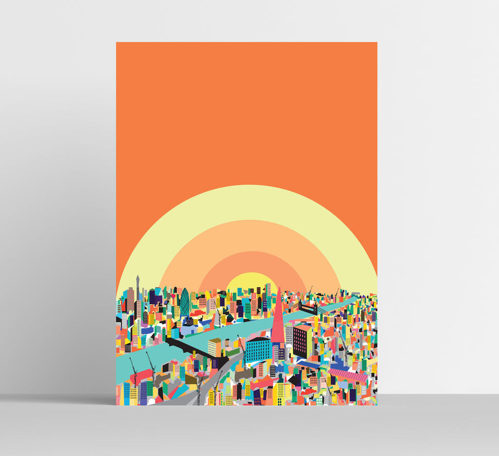 'London Sunrise Colour' Indigo Print.