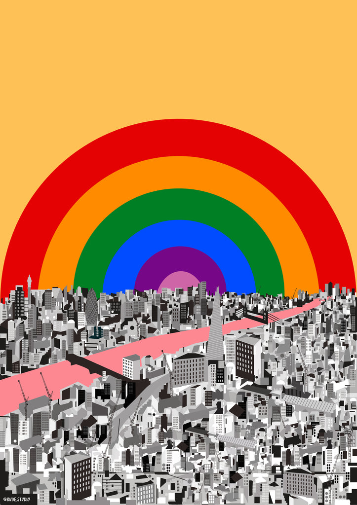 'London Rainbow' Indigo Print.