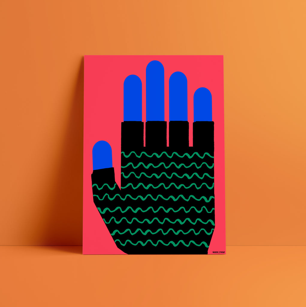 'Fingerless Glove' Indigo Print.