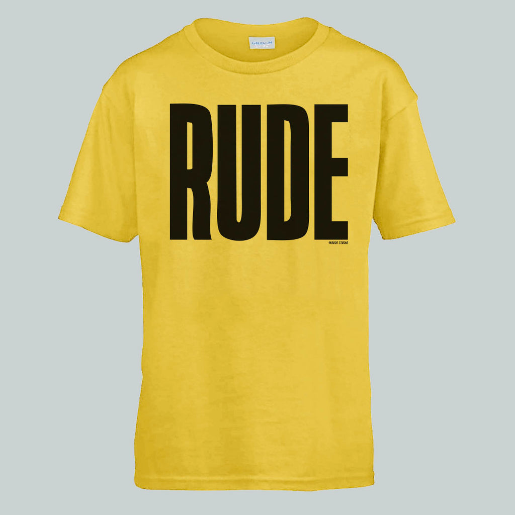 'RUDE' Kids Yellow T-shirt.