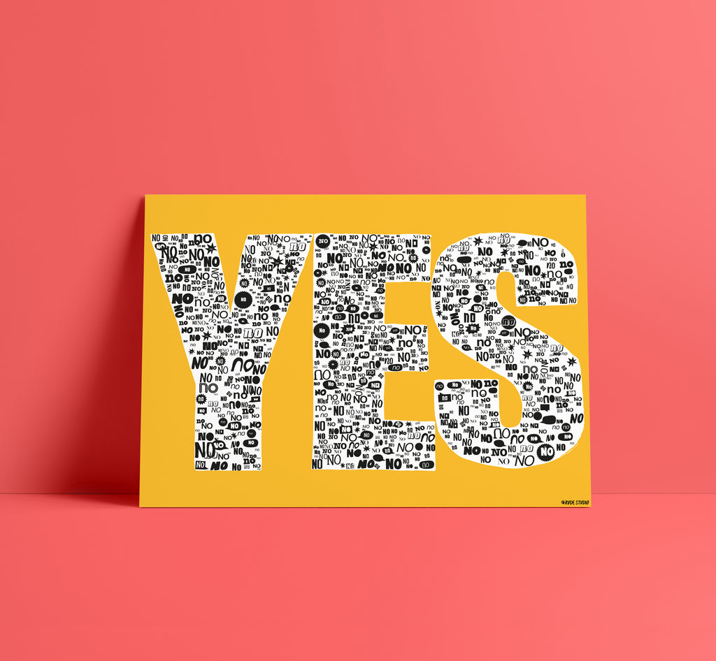 'YES' Indigo Print.
